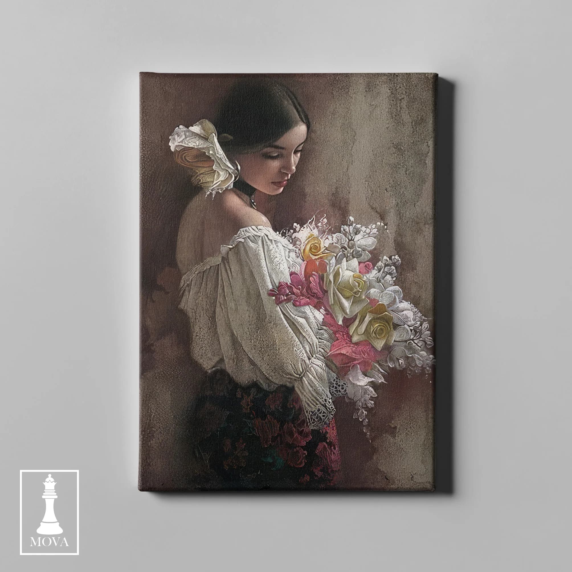 Woman Holding Flowers artwork preview 2