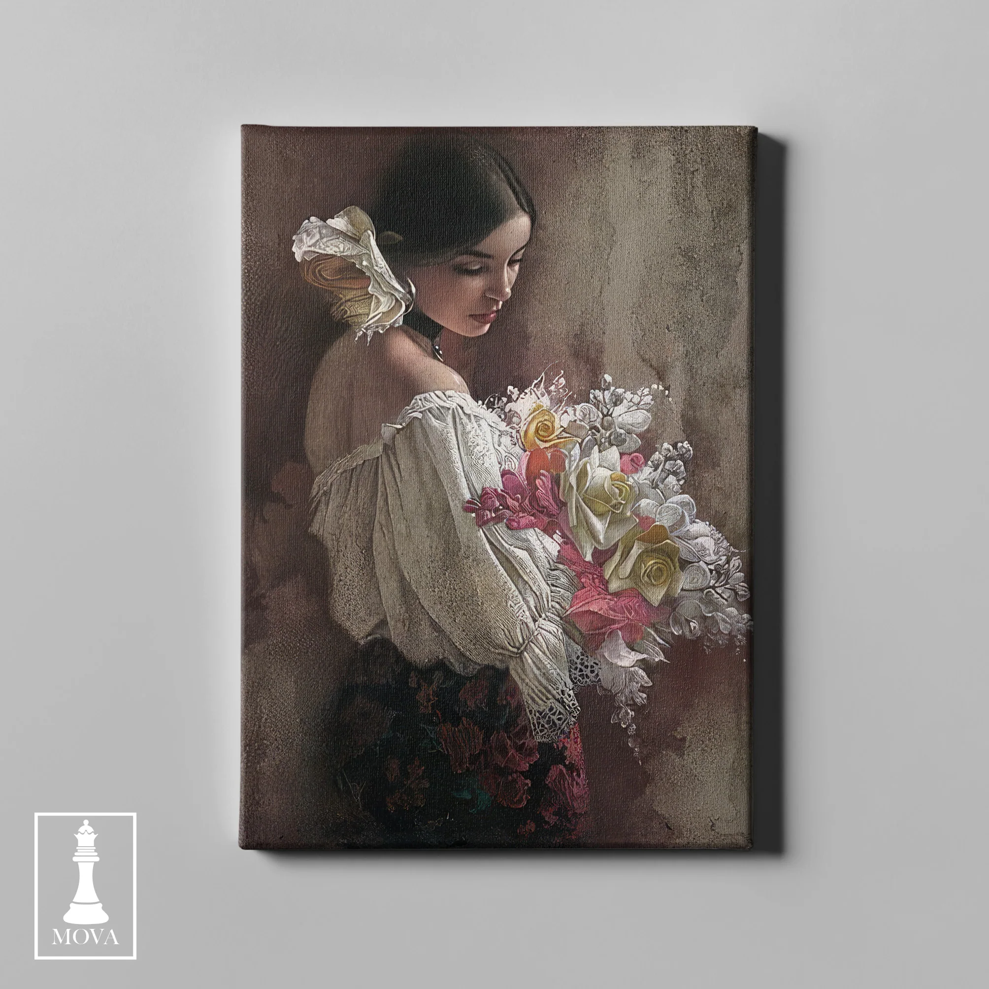 Woman Holding Flowers artwork preview 2